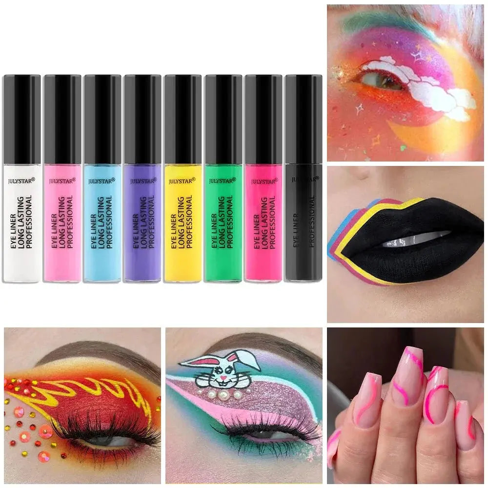 8 Color Eyeliner Liquid Pencil Waterproof Easy To Wear Make Up Matte Eye Liner Blue Pink Green White Black Purple Yellow Eyliner by HMEINA Store