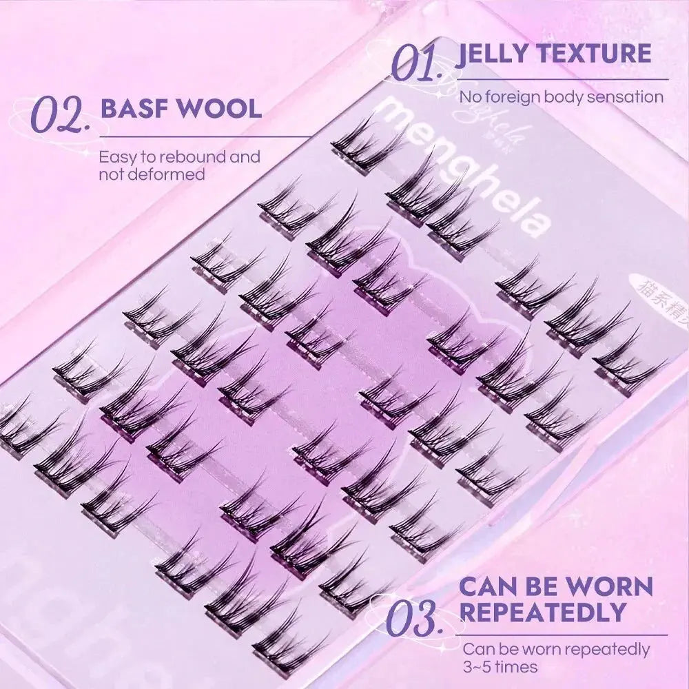 Fairy Glue-free False Eyelashes Easy To Rebound No Need To Remove Segmented Thin Stems Suitable For Novice DIY MENGHELA Eyelashe by Gege Bear Cosmetics Store