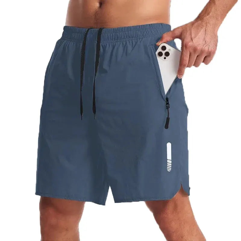 Men’s Nylon-Blend Running Shorts with Drawstring Waist and Zippered Pocket by Vimost Shop