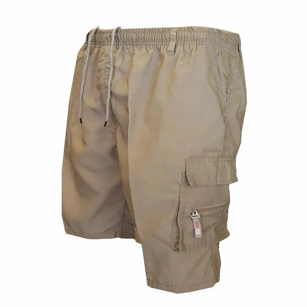 Men's Loose-Fit Cargo Shorts with Drawstring Waist and Multiple Pockets by Vimost Shop