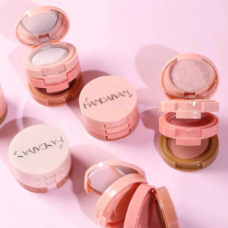 3 In 1 Matte Highlighter Contouring Blush Palette Pearly Shiny Eyeshadow Multifunctional Face Makeup Palette Female Cosmetic by XXIYAYA Makeup Store