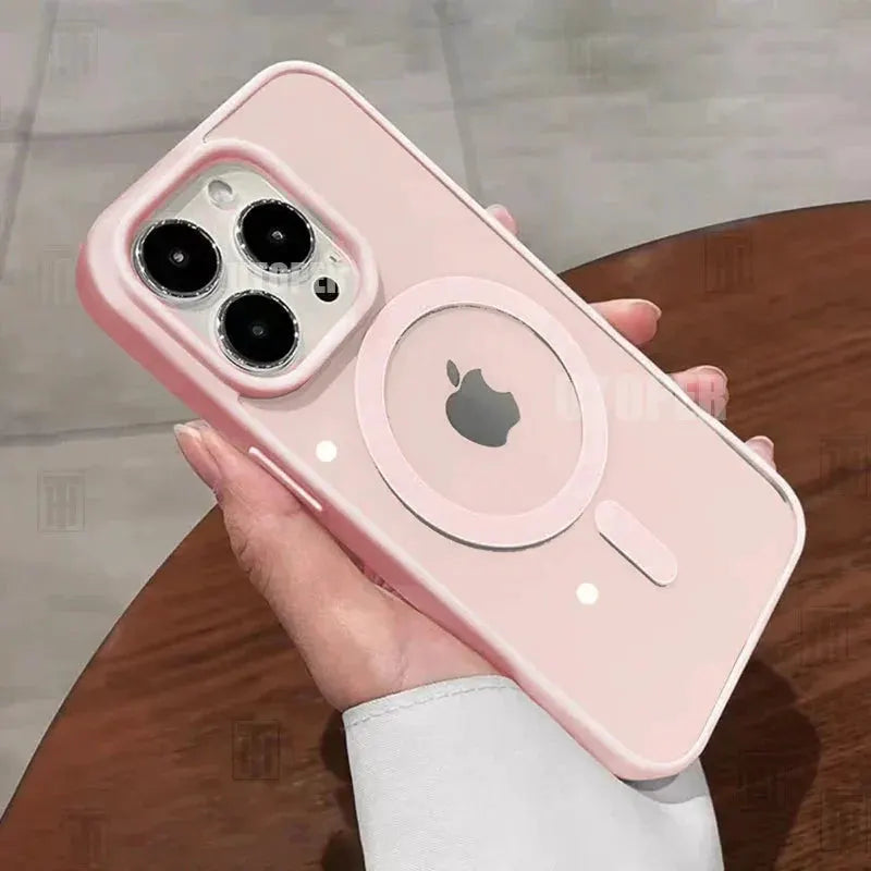 Pink Transparent Acrylic Case for iPhone 17 Air 16 15 14 13 12 11 Pro Max Plus Hard Shockproof Powerful Magnetic Magsafe Cover by 100W Dollar Store