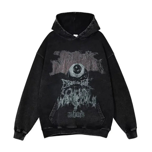 Anime Pain Graphic Hoodie Men's Retro Washed Harajuku Streetwear by Vimost Shop