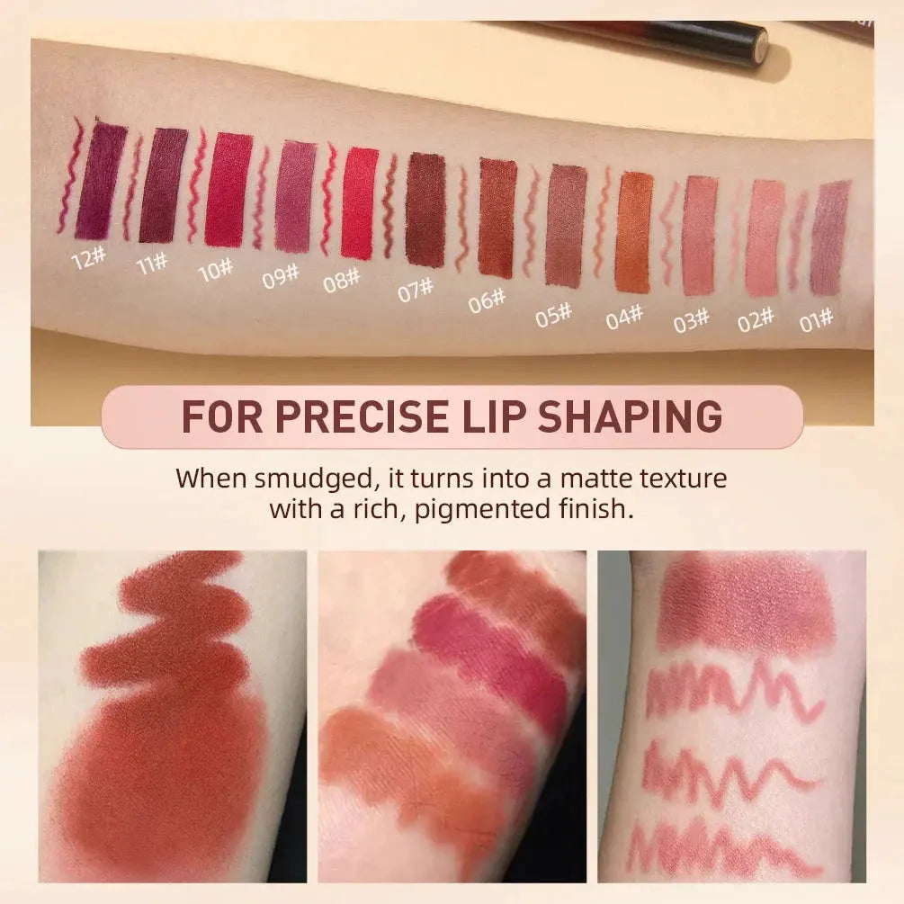 QIBEST Lipstick Pencil Waterproof Sexy Red Nude Purple Matte Tint Lipstick Lasting Lip liner Pen Longlasting Makeup Cosmetics by Factory Makeup Store