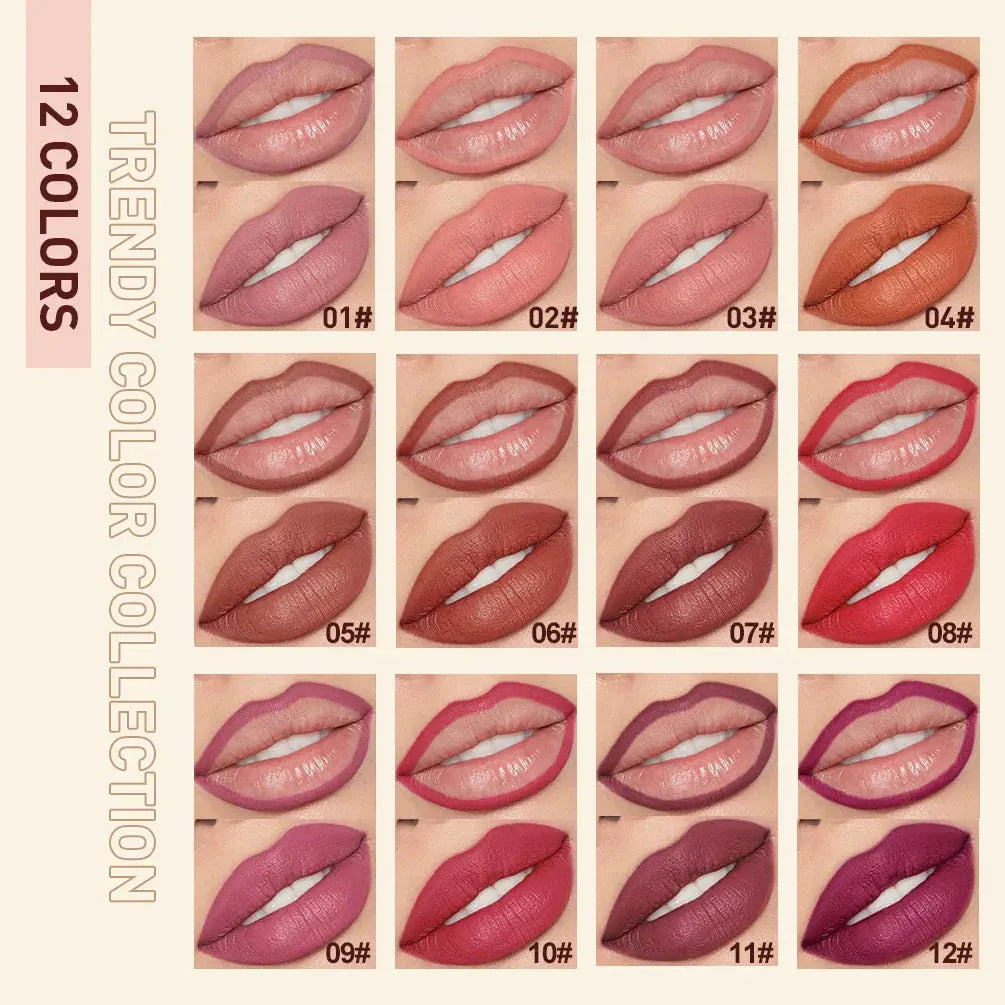 QIBEST Lipstick Pencil Waterproof Sexy Red Nude Purple Matte Tint Lipstick Lasting Lip liner Pen Longlasting Makeup Cosmetics by Factory Makeup Store