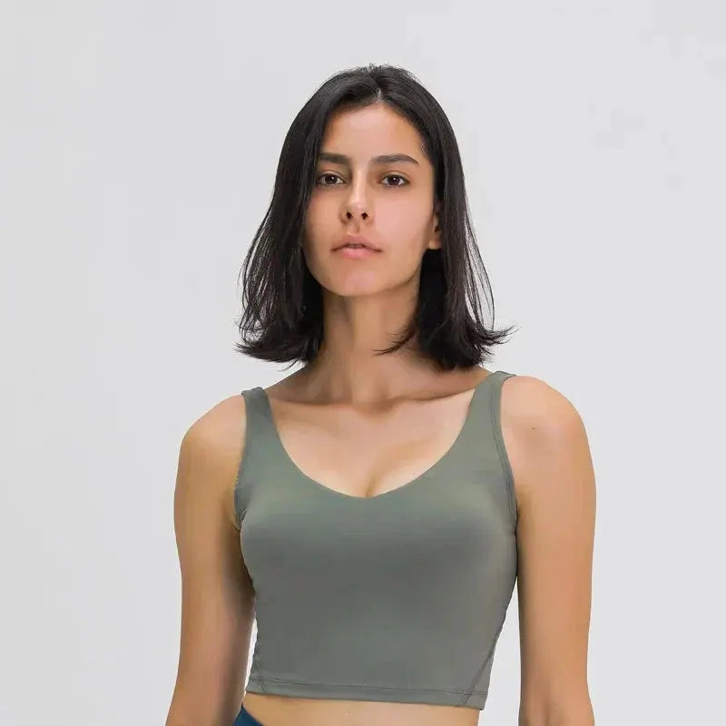 Nepoagym PASSION Tank Top with Shelf Built In Bra Crop Top with Removable Padding Longline Sports Bra for Yoga Gym by NEPOAGYM Official Store