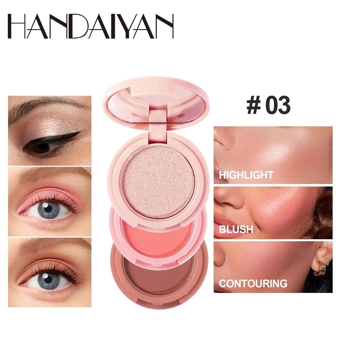 3 In 1 Matte Highlighter Contouring Blush Palette Pearly Shiny Eyeshadow Multifunctional Face Makeup Palette Female Cosmetic by XXIYAYA Makeup Store