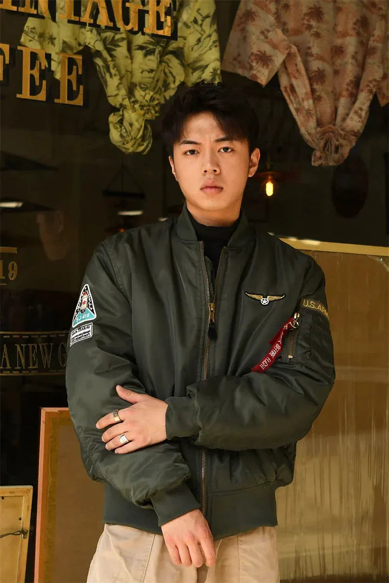 Men's Bomber Jacket Casual Fall Winter Military Jacket and Coats Outwear by Vimost Shop
