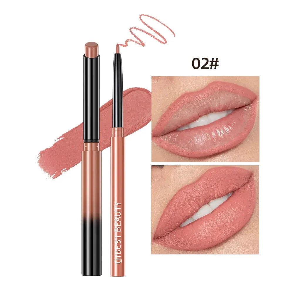 QIBEST 2pcs Lipstick Lipliner Pen Set Matte Nude Lip Liner Pencil Waterproof Long Lasting Lipstick Pen Contour Makeup For Women by QIBEST Makeup Store
