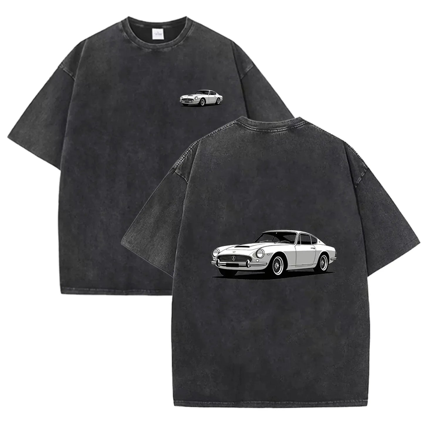Teal Acid Wash Retro Vintage Coupe Car Print Classic Car Lover Casual Tee by Vimost Shop