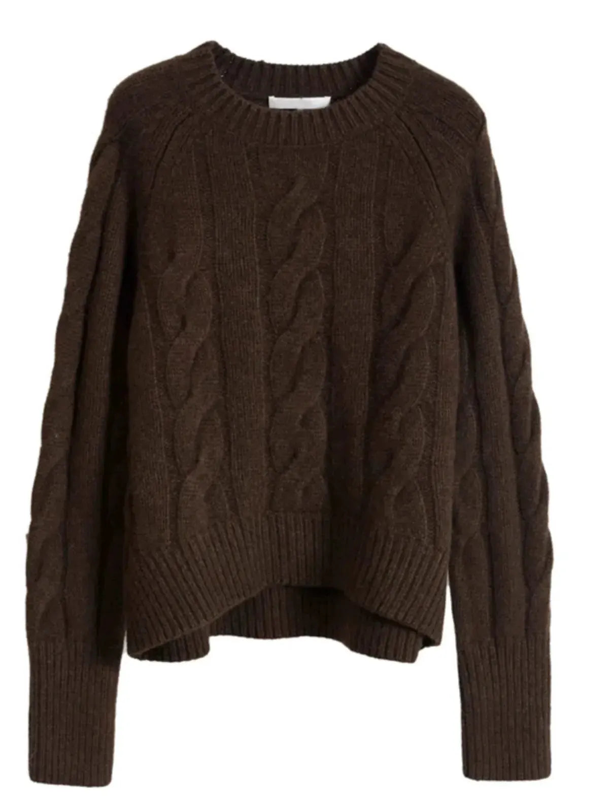 European autumn and winter cashmere sweater women's crewneck twist sweater loose cover to wear pure wool knitted bottom thick by Vimost Shop