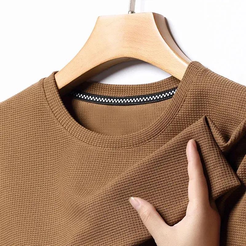 Men’s Waffle-Texture Crew-Neck T-Shirt by Vimost Shop