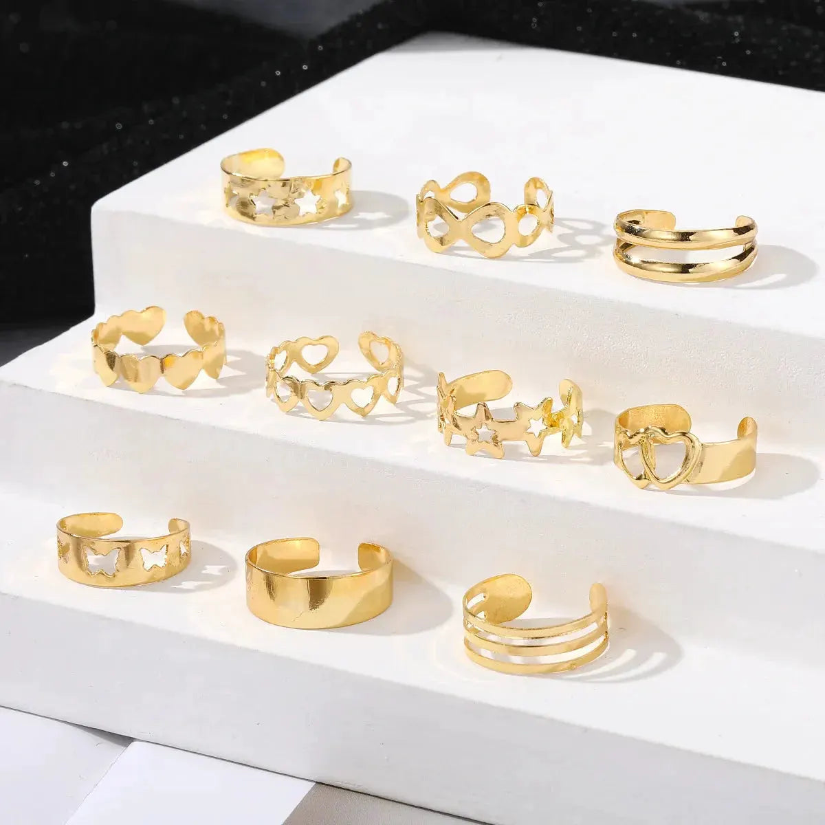 7/10/12Pcs Adjustable Toe Rings for Women Foot Ring Gold/Silver Color Metal Round Jewelry for Girl Summer Beach Barefeet Fashion by Maiden-Art