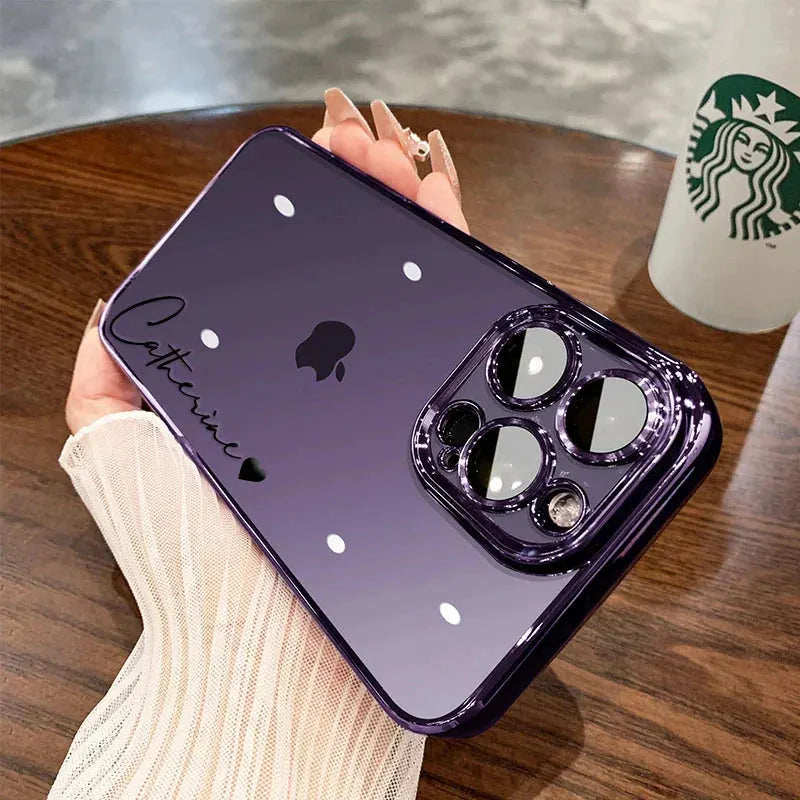 15 16 Pro Max Personalised Customized Name Case For iPhone 16 15 14 13 12 11 Pro Max Plating Transparent Clear Cover 16 Pro Max by Real Me Customized Store