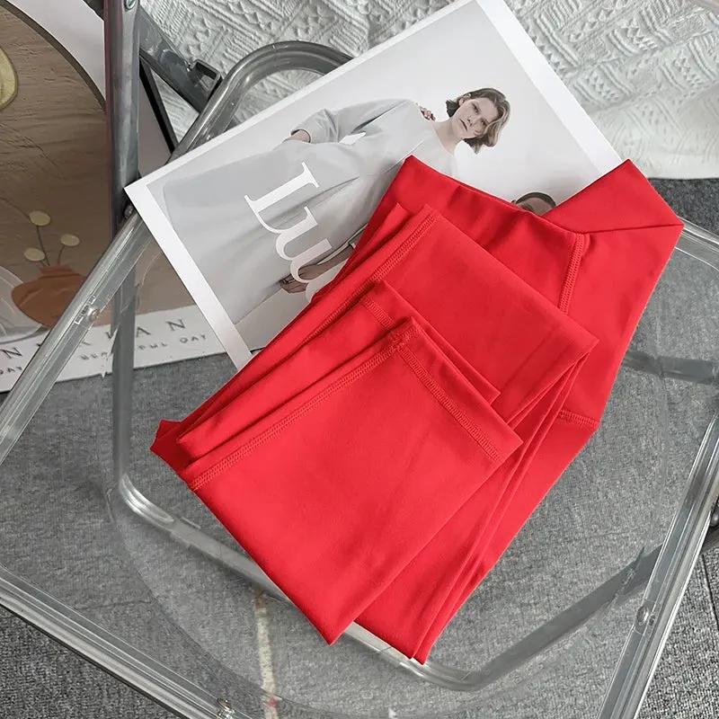 Women’s High-Waist Ankle-Length Yoga Leggings with Elastic Waist and Seam Pockets by Vimost Shop