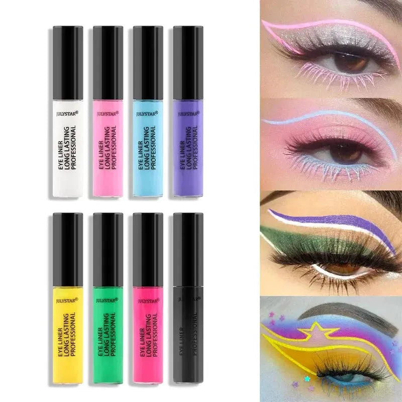 8 Color Eyeliner Liquid Pencil Waterproof Easy To Wear Make Up Matte Eye Liner Blue Pink Green White Black Purple Yellow Eyliner by HMEINA Store