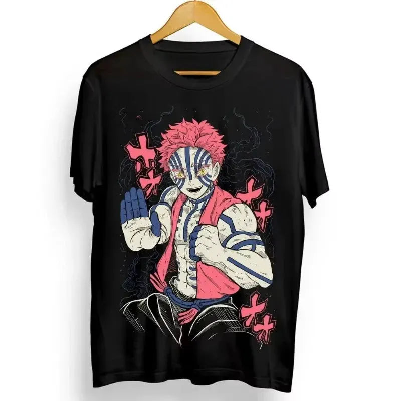 Trend Akaza Cosplay T-Shirt - Demon Slayer Unisex Black Tee by Vimost Shop