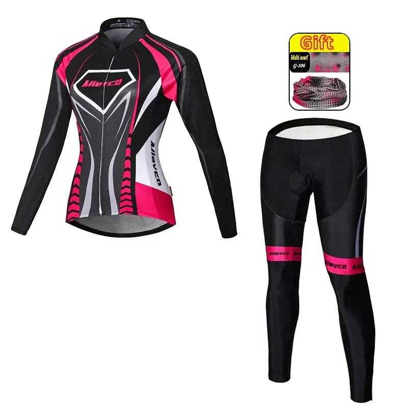 Women Long Sleeve Cycling Jersey Set MTB Bike Pants Kit Breathable Sportswear by Vimost Shop