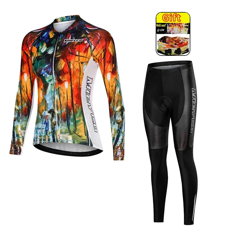 Women Long Sleeve Cycling Jersey Set MTB Bike Quick Dry Breathable Cycling Suit by Vimost Shop