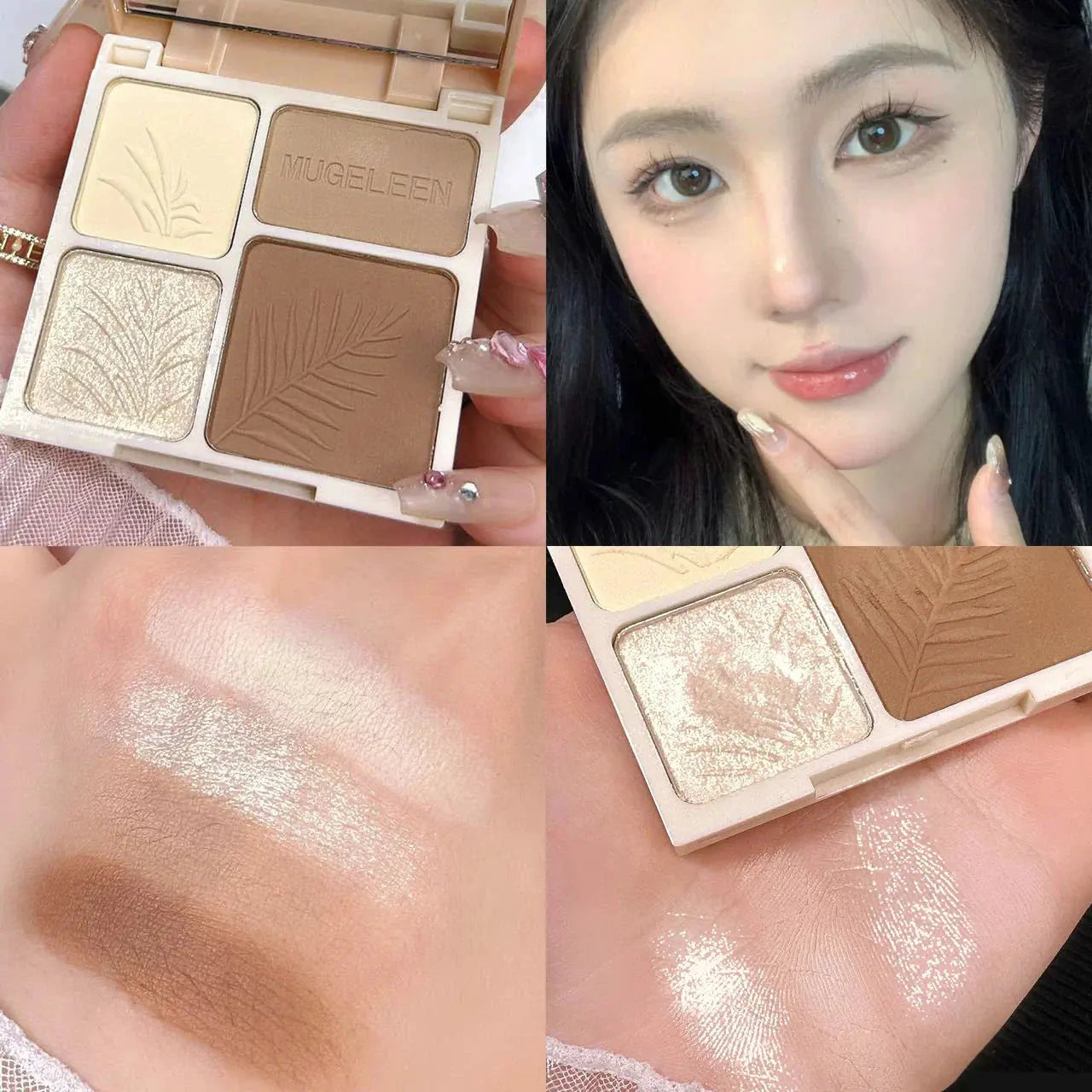4 Colors Highlighter Contour 3D Facial Bronzer Cosmetic Brightening Beige Matte Highlights Palette Eye Shadow Nose Powder Makeup by KEMZLA Store