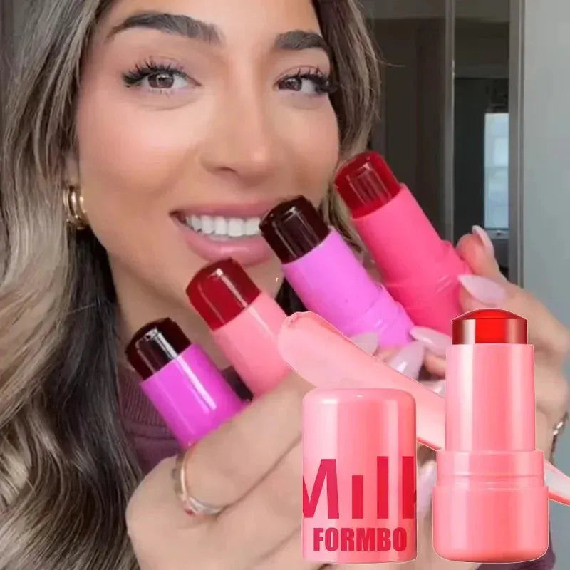 3-in-1 Milk Jelly Tint Facial Blusher Wand Moisturized Long Lasting Matte Rouge Cheek Contour Lipstick Sticker Beauty Makeup by Shop1103508410 Store