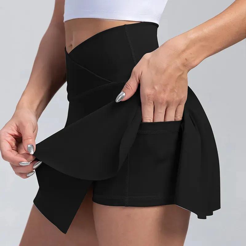 Women Pleated Tennis Skirt With Pockets Shorts Athletic Skirts Crossover Breathable Athletic Golf Skorts Workout Sports Skirts by Vimost Shop