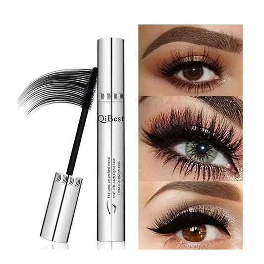 QIBEST Black Mascara Eyelashes Mascara 4D Silky Eyelashes Lengthening Eyelashes Makeup Waterproof Mascara Volume Eye Cosmetics by QiBest Official Store