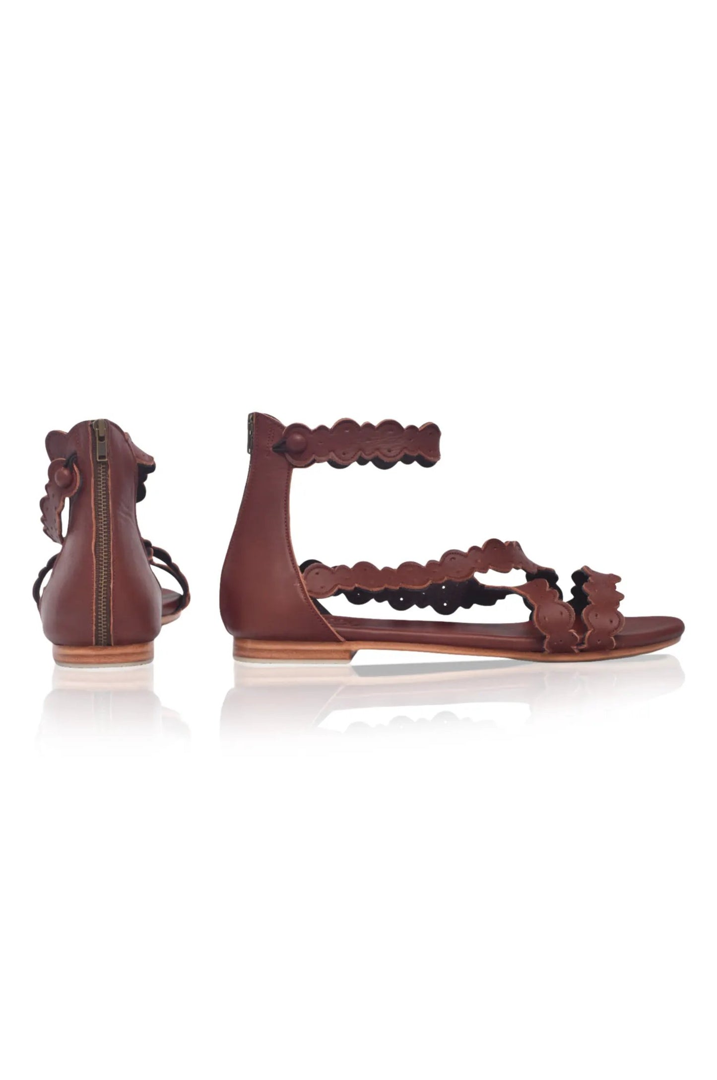 Salty Sea Scalloped Criss Cross Leather Sandals by ELF