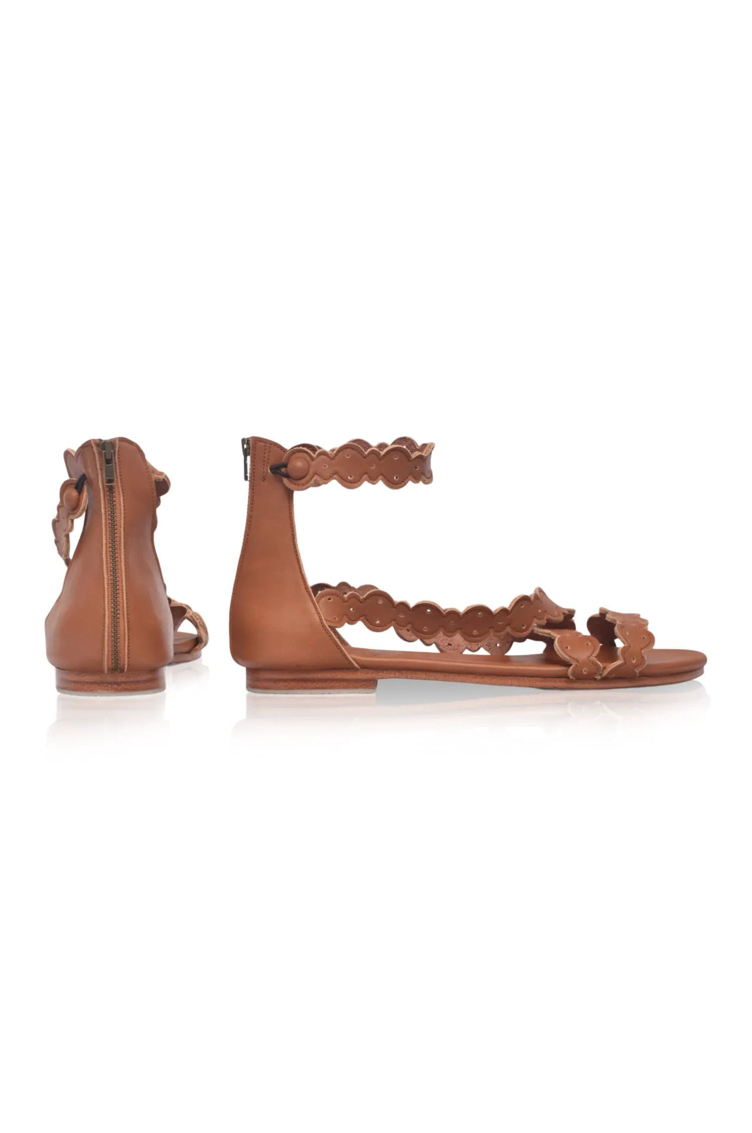 Salty Sea Scalloped Criss Cross Leather Sandals by ELF
