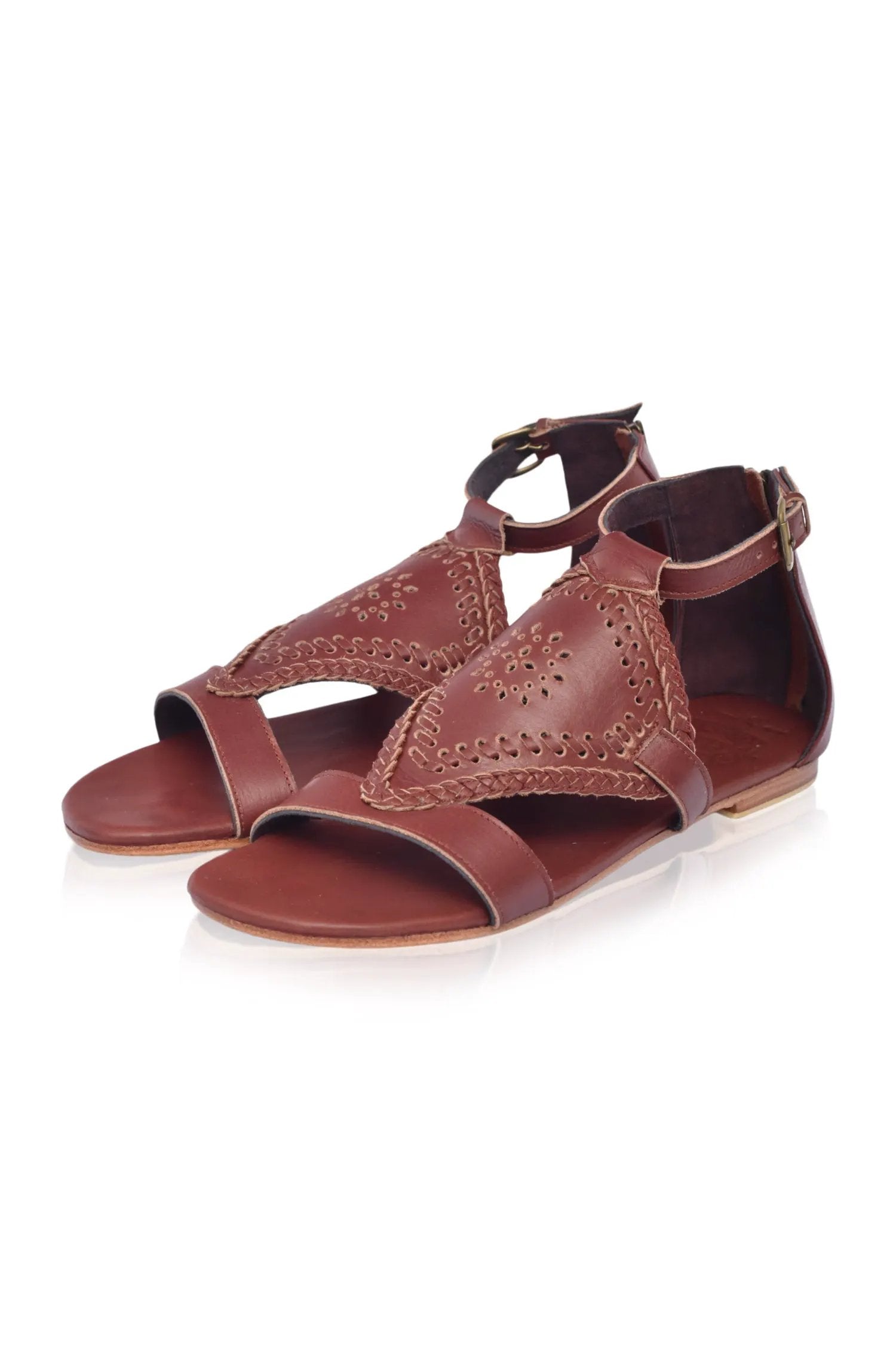 Savannah Braided Leather Sandals by ELF