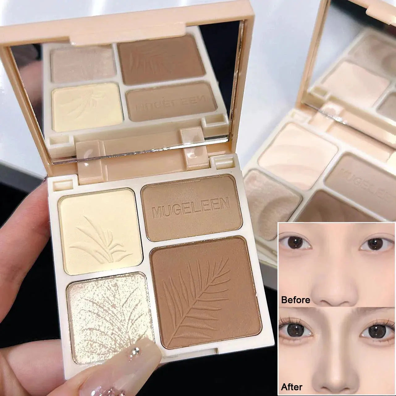 4 Colors Highlighter Contour 3D Facial Bronzer Cosmetic Brightening Beige Matte Highlights Palette Eye Shadow Nose Powder Makeup by KEMZLA Store