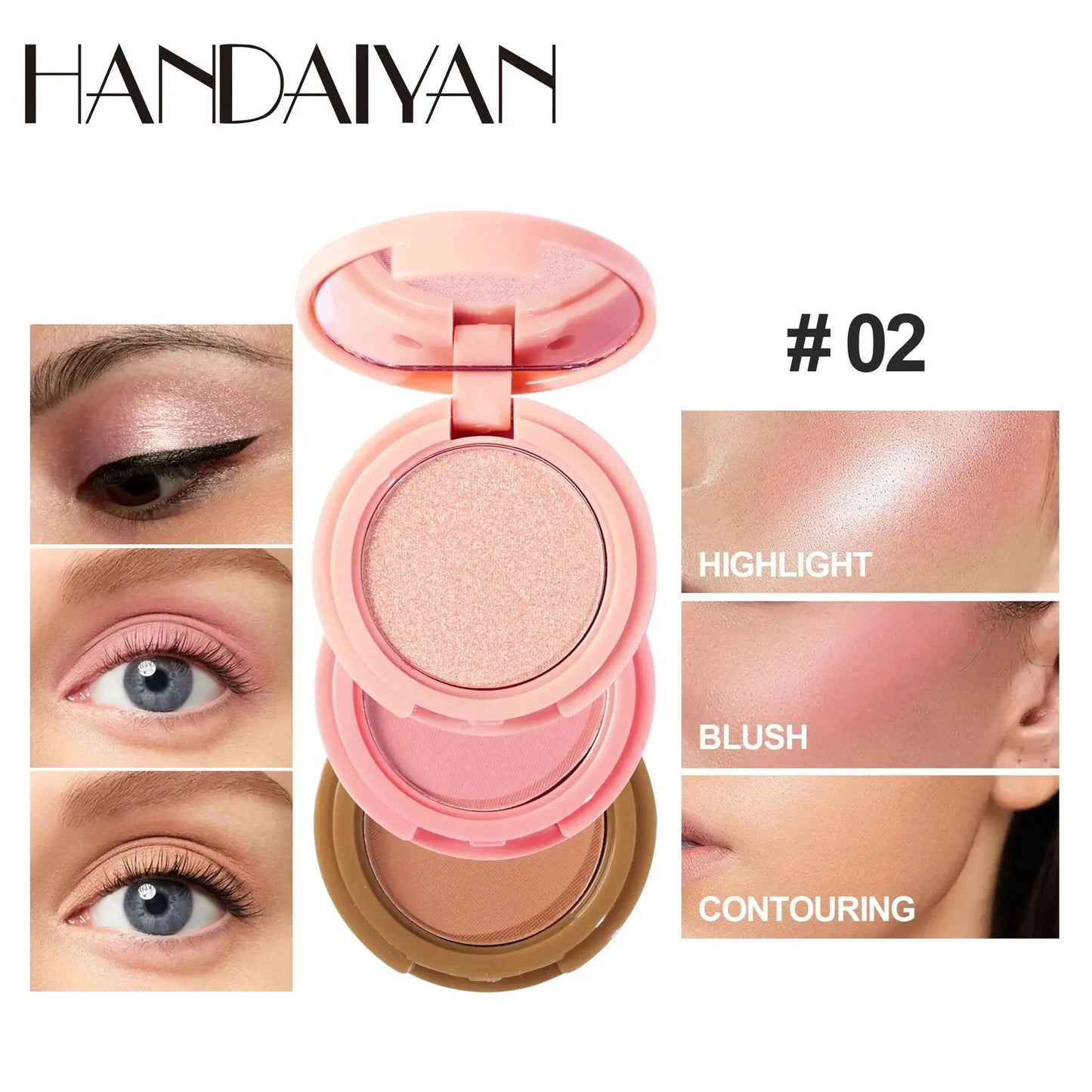 3 In 1 Matte Highlighter Contouring Blush Palette Pearly Shiny Eyeshadow Multifunctional Face Makeup Palette Female Cosmetic by XXIYAYA Makeup Store