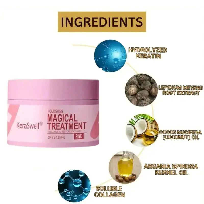 Magical Keratin Hair Mask 5 Seconds Repair Damaged Frizzy Hair Soft Smooth Shiny Nutrition Deep Moisturize Nourishing Hair Care by PWYUMAN-6 Pro Store