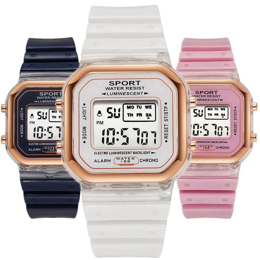 Fashion Brand Student Transparent Electronic Watch Candy Multicolor LED Ladies Sports Waterproof Wirstwatch Clock Gift relógio by Zkceenier Official Store