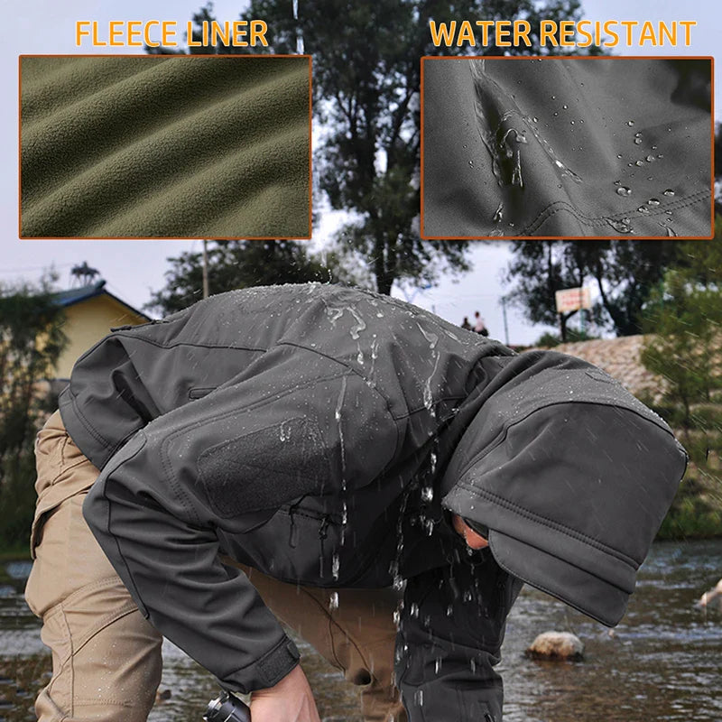 Men's Soft Shell Camouflage Tactical Jacket Men Waterproof Fleece Lined Coat Hooded Outdoor Hiking Hunting Clothes by Vimost Shop