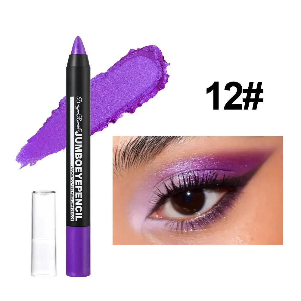 Smoky Dark Green Eyeshadow Pencil Stick Waterproof Pearlescent 12 Colors Metallic Glitter Eye Shadow Highlighter Pen Makeup Tool by HMEINA Store