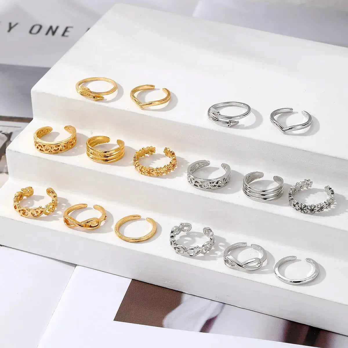 7/10/12Pcs Adjustable Toe Rings for Women Foot Ring Gold/Silver Color Metal Round Jewelry for Girl Summer Beach Barefeet Fashion by Maiden-Art