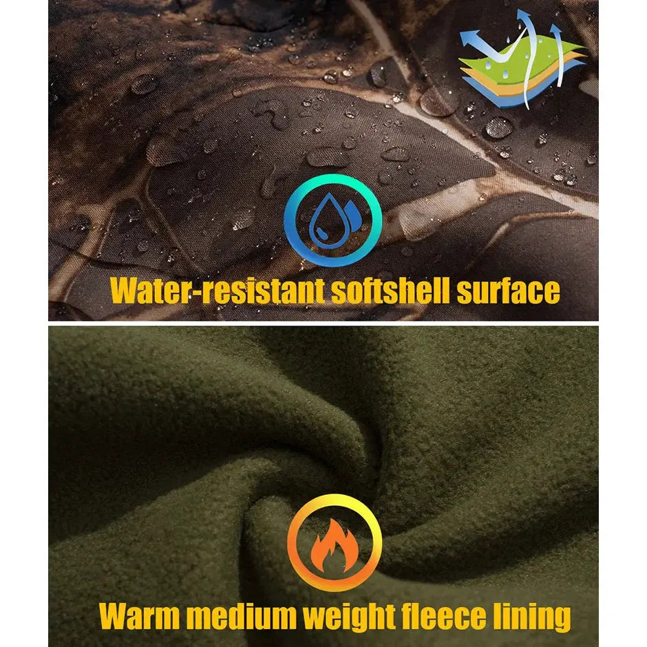 Silent Softshell Camouflage Hunting Jacket Men Waterproof Fleece Hooded Hunting Clothes Warm Outdoor Hiking Tactical Coat by Vimost Shop
