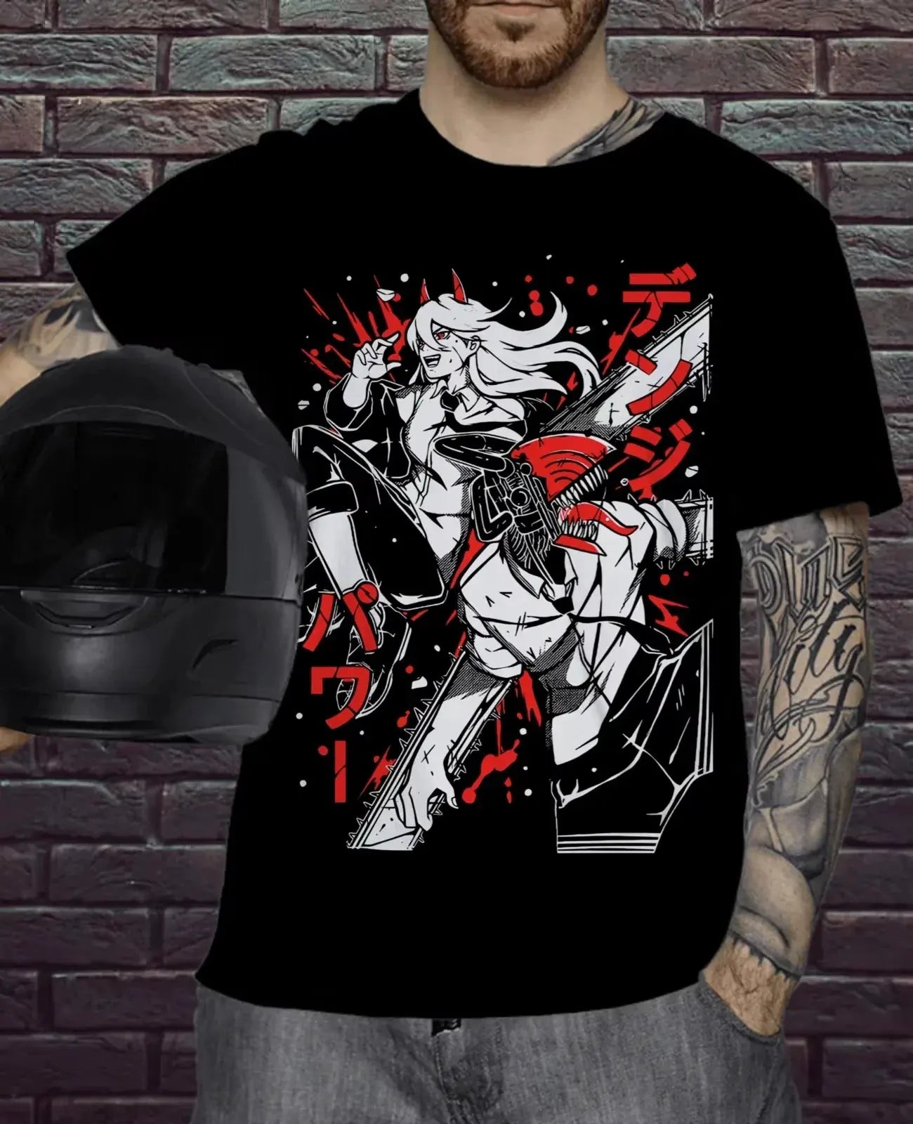 Summer Chainsaw Man Denji Black Cotton Streetwear T-Shirt by Vimost Shop
