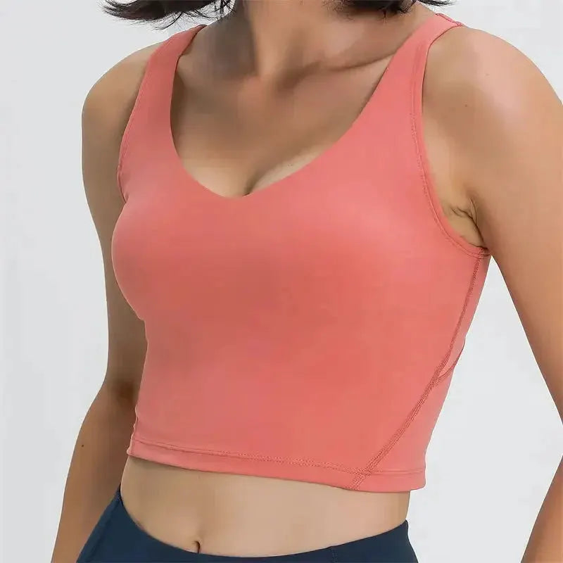 Nepoagym PASSION Tank Top with Shelf Built In Bra Crop Top with Removable Padding Longline Sports Bra for Yoga Gym by NEPOAGYM Official Store