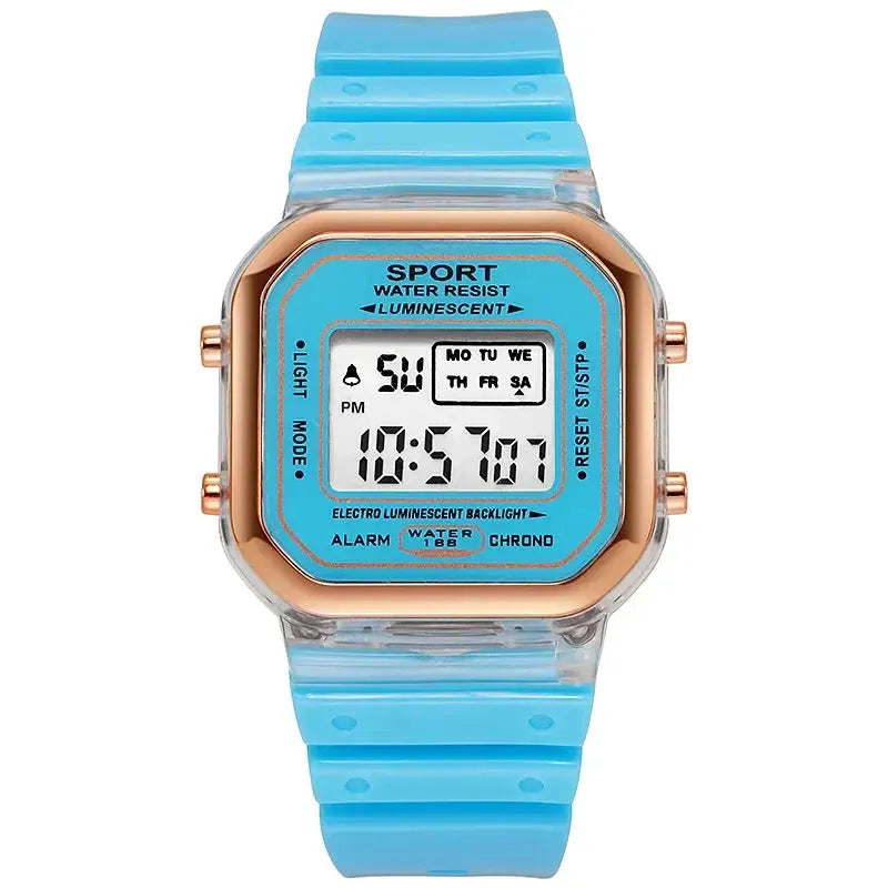 Fashion Brand Student Transparent Electronic Watch Candy Multicolor LED Ladies Sports Waterproof Wirstwatch Clock Gift relógio by Zkceenier Official Store