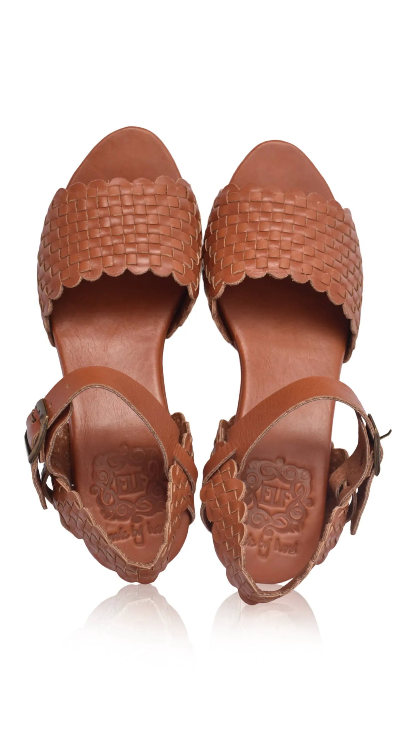 Sicily Woven Wooden Heel Leather Sandals by ELF