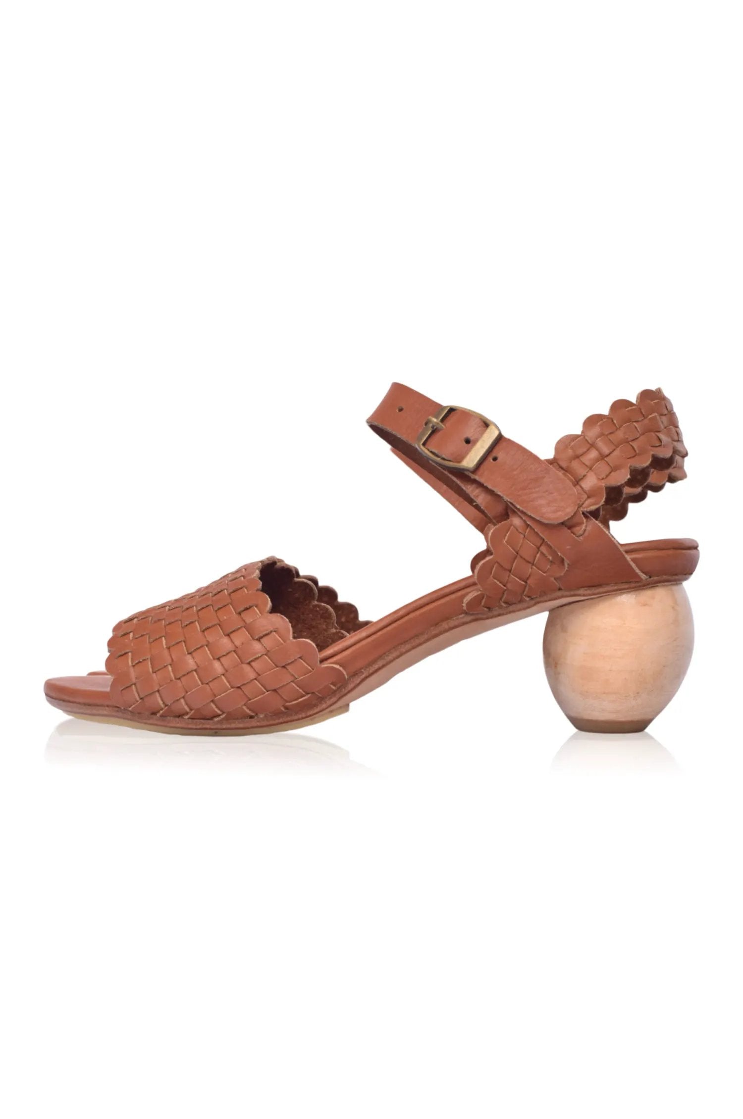 Sicily Woven Wooden Heel Leather Sandals by ELF