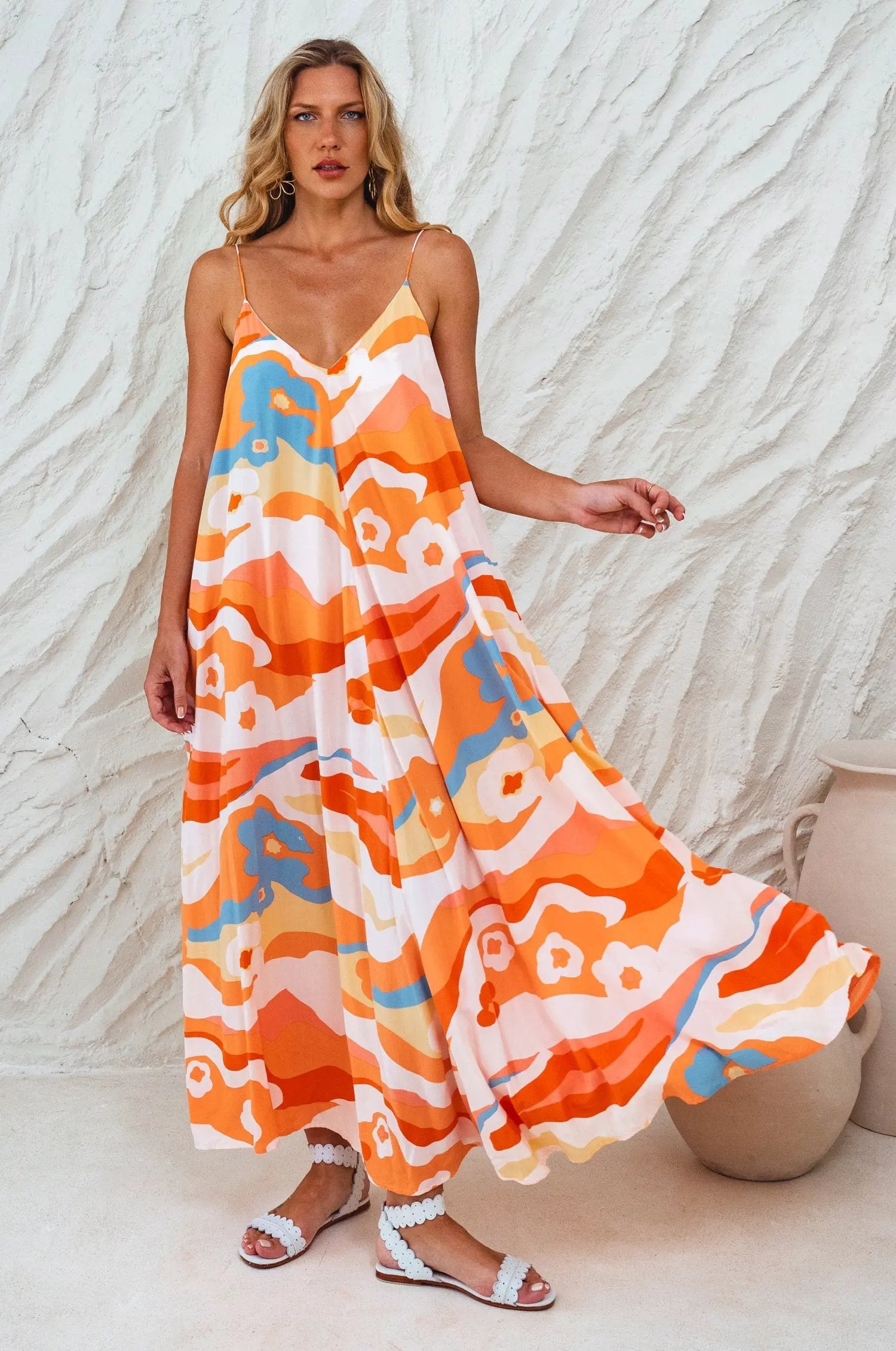 Silky Wind Strappy Maxi Dress by ELF