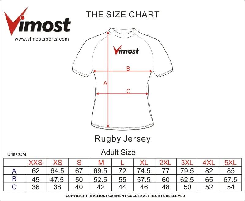 Custom Navy Rugby Shirt with Name and Number by Vimost Sportswear