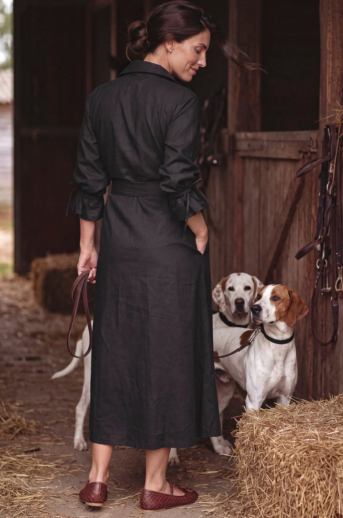 Sofia Rei Belted Cotton Shirt Midi Dress by ELF