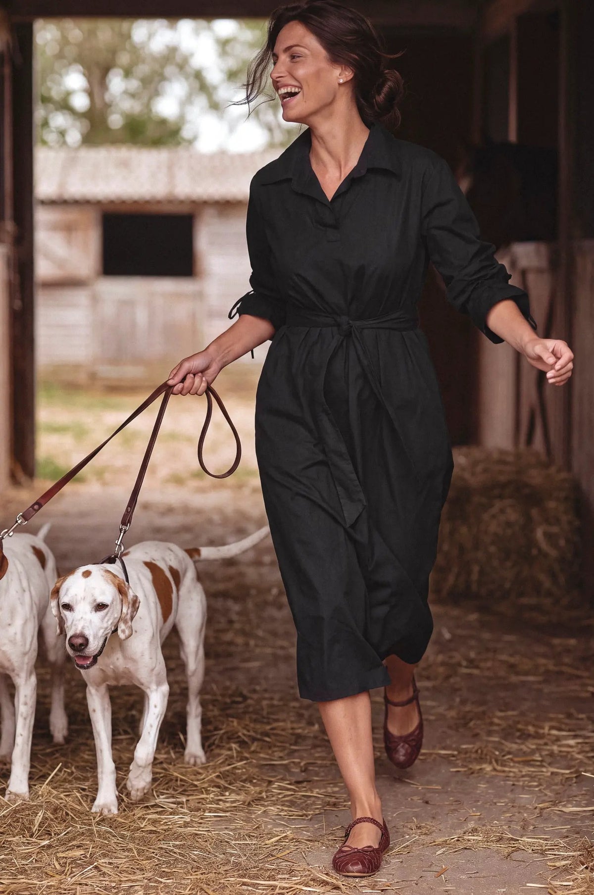 Sofia Rei Belted Cotton Shirt Midi Dress by ELF