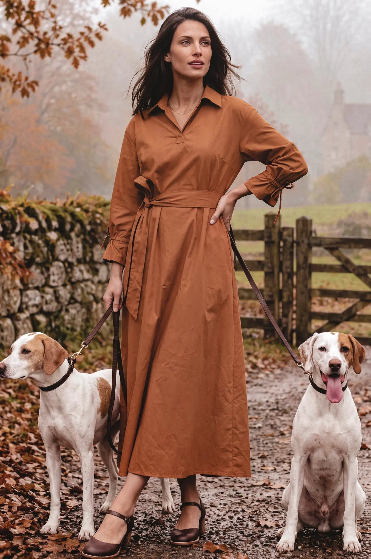 Sofia Rei Belted Cotton Shirt Midi Dress by ELF
