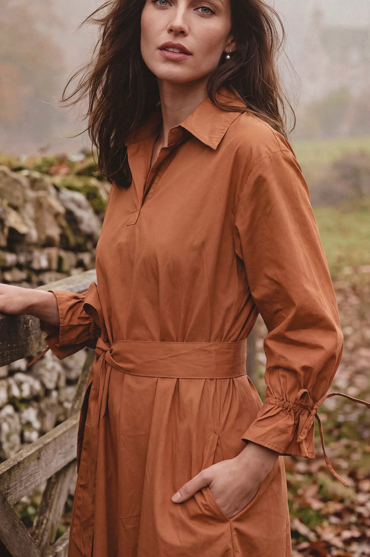 Sofia Rei Belted Cotton Shirt Midi Dress by ELF