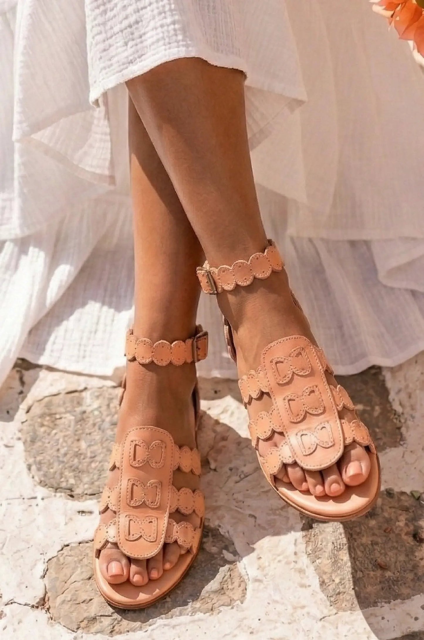 Spell Scalloped Leather Sandals by ELF
